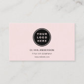 Professionele Zakelijke Blush Roze QR Code Visitekaartje (Voorkant)