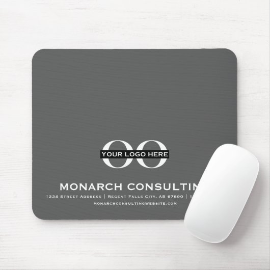 Professionele zakelijke Logo met Contactinfo Grey Muismat (Met muis)