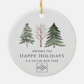 Professionele Zakelijke Logo Minimalistische Kerst Keramisch Ornament (Achterkant)