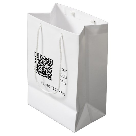Professionele zakelijke Logo - QR-code en -tekst Medium Cadeauzakje (Voorkant Gekanteld)