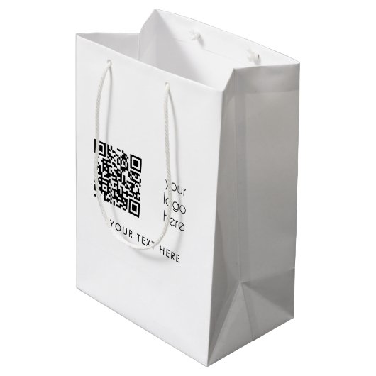 Professionele zakelijke Logo - QR-code en -tekst Medium Cadeauzakje (Achterkant Gekanteld)