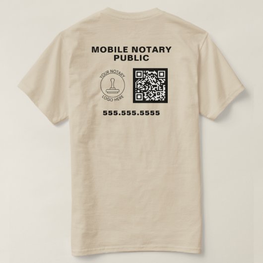 Professionele Zakelijke Logo QR Code Notaris Werk T-shirt (Design achterkant)