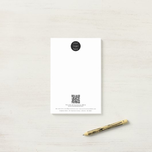 Professionele zakelijke Logo QR Code Promotie Post-it® Notes (Op bureau)