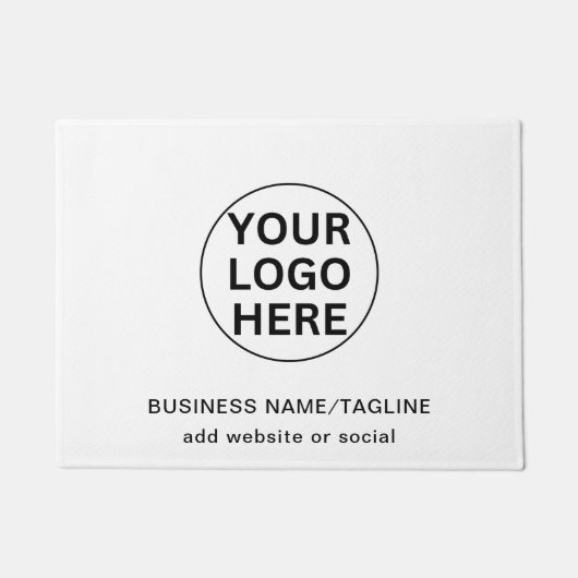Professionele Zakelijke Logo & Tekst Branded Wit Deurmat (Voorkant)