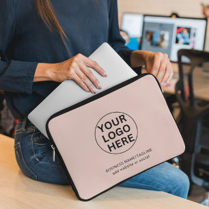Professionele Zakelijke Logo & Tekst Clean Blush P Laptop Sleeve