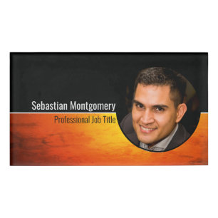 Professionele Zonsondergang Oranje Kunst Aangepast Naambadge