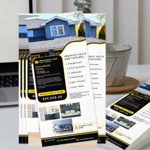 Professionele Zwart & Geel Real State Modern Reclamekaart