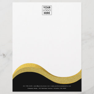 Professionele Zwart Goud Business Logo Letterhead Briefhoofd