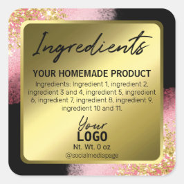 Professionele Zwart Goud Roze Ingrediënt Etiketten