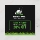 Professionele Zwart Groen Lawn Care & Landscaping Aanbevelingskaartje (Voorkant)