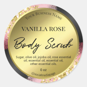 Professionele Zwart Roze Gouden Body Scrub Labels