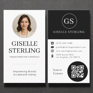 Professionele zwart-wit foto QR Code Modern Visitekaartje