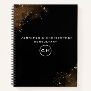 Professionele zwart-wit monogram Initiaal notebook Notitieboek