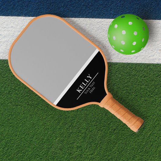 Professionele Zwart-wit Monogram Naam Pickleball Paddle