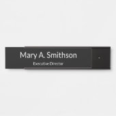 Professionele Zwart-wit Naam Functie Kantoor Deurbordje (Voorkant)