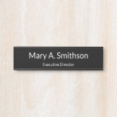 Professionele Zwart-wit Naam Functie Kantoor Deurbordje (Voorkant)