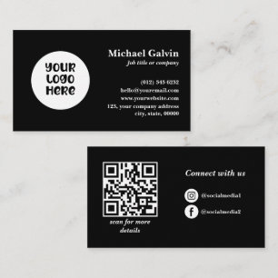 Professionele zwarte aangepaste zakelijke Logo QR- Visitekaartje
