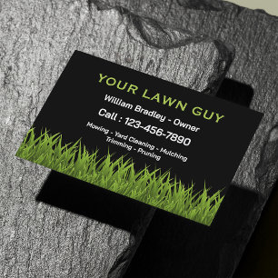 Professionele Zwarte en Groene Gras Gazon Service Magnetisch Visitekaartje