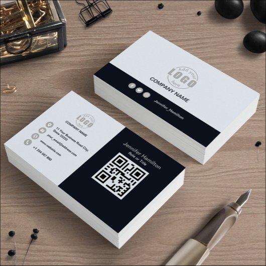 Professionele zwarte grijs voeg uw Logo QR-code to Visitekaartje