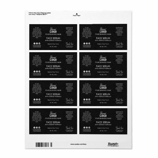 Professionele zwarte Kraft-raciumoliereserum Etiket (Full Sheet)