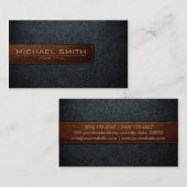 Professionele zwarte lederen look visitekaartje (Voorkant / Achterkant)
