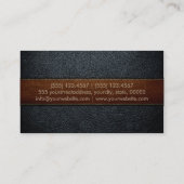 Professionele zwarte lederen look visitekaartje (Achterkant)