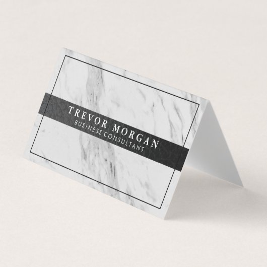 Professionele zwarte lederen sierstrip visitekaartjes (Voorkant)