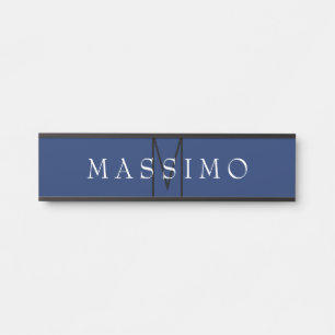 Professionele Zwarte Monogram Blauwe Uw Naam Deurbordje