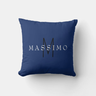 Professionele Zwarte Monogram Blauwe Uw Naam Kussen
