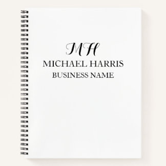 Professionele Zwarte Monogram Eerste Zakelijke Notitieboek