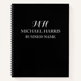 Professionele Zwarte Monogram Eerste Zakelijke Notitieboek