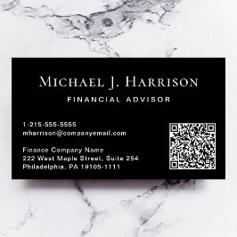Professionele zwarte QR-code Visitekaartje