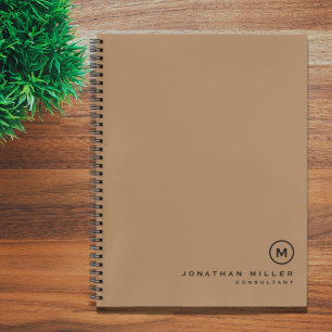 Professionele Zwarte Tan Monogram Initiaal Notitieboek