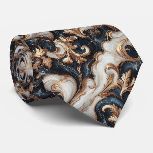 Professionele Zwarte, Witte en Gouden Marmer Stropdas
