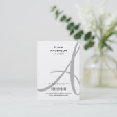 Professionele zwarte witte kalligrafie Monogram Visitekaartje (Staand voorkant)