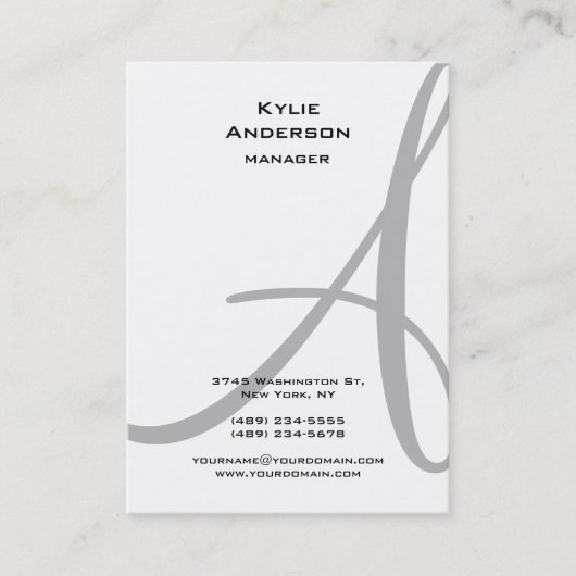 Professionele zwarte witte kalligrafie Monogram Visitekaartje (Voorkant)