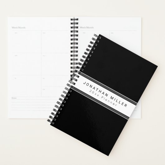 Professionele zwarte & witte streep | Naam en jaar Planner (Display)
