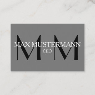 Professionelle Monogram Modern   Grau Visitekaartje