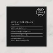 Professionelle Schwarz Weiße QR Code Visitenkarte Vierkante Visitekaartje (Achterkant)