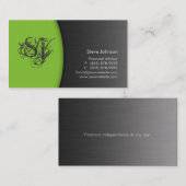 Professionnel Carte de visite de métal vert financ (Devant / Derrière)