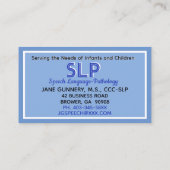 Professionnel ! Cartes de visite personnalisés SLP (Dos)