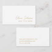 Professionnel Elegant Gold Carte de visite blanc (Devant / Derrière)