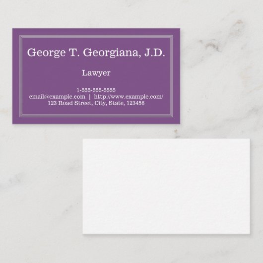 Professionnel et Carte de visite d'avocat minimal (Devant / Derrière)