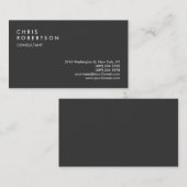 Professionnel gris foncé Carte de visite simple (Devant / Derrière)