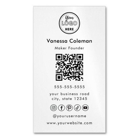 Professionnel minimal Qr Code Carte de visite blan (devant Vertical)