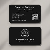 Professionnel minimal Qr Code Carte de visite noir