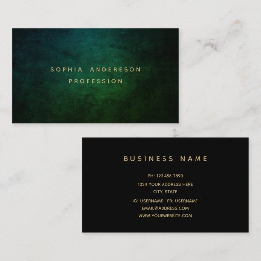 Professionnel Moderne Chic Carte de visite foncé (Devant / Derrière)
