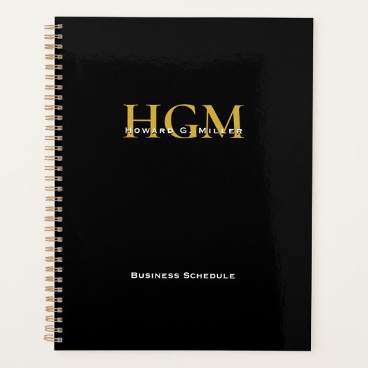 Professionnel Simple Noir Or 3 Lettre Monogramme (Devant)