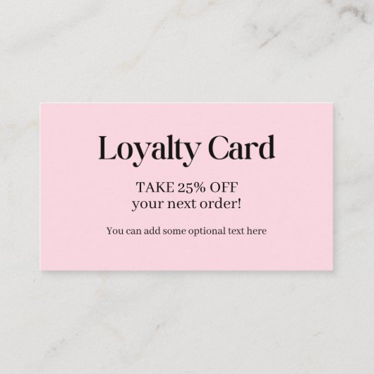 Professionnel Simple Pink Loyalty Carte de visite (Dos)