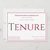 Professor Burgundy Academic Tenure Party Kaart (Voorkant)